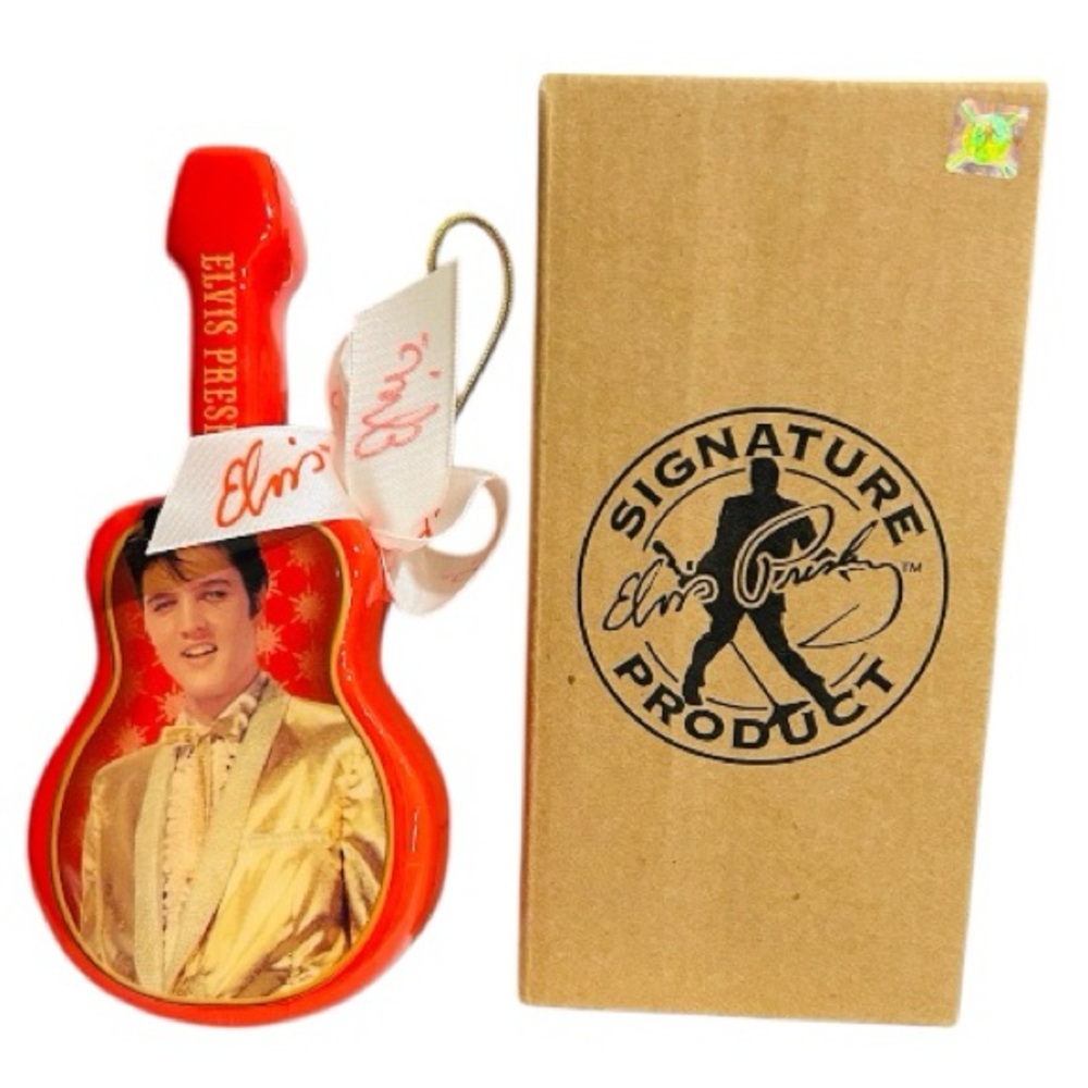 Elvis Presley Guitar Christmas Ornament. The king of Rock & Roll New in Box. Red